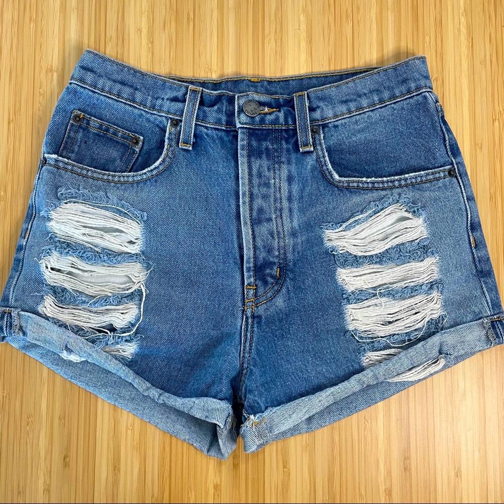 Carmar Distressed Rolled Up Jean Shorts Size 26